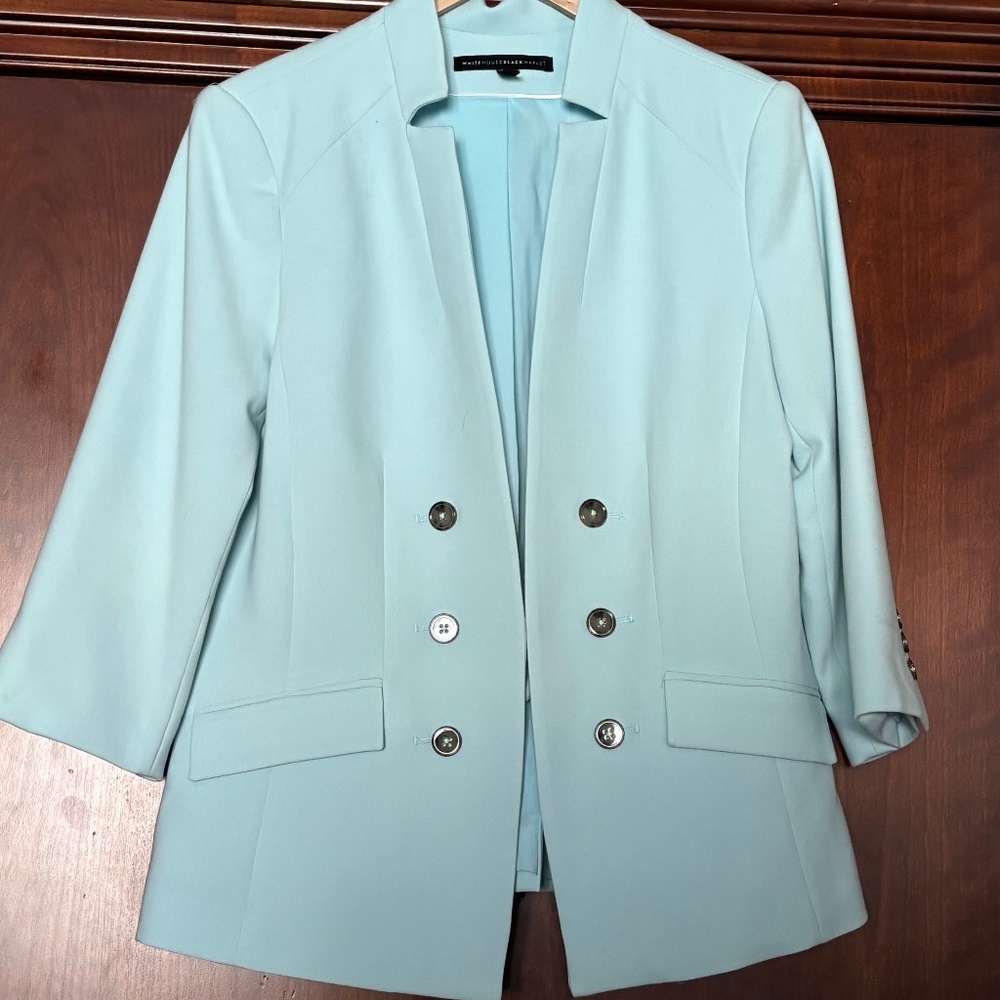 White House Black Market Shoreline Sky Blue Blazer Size 12